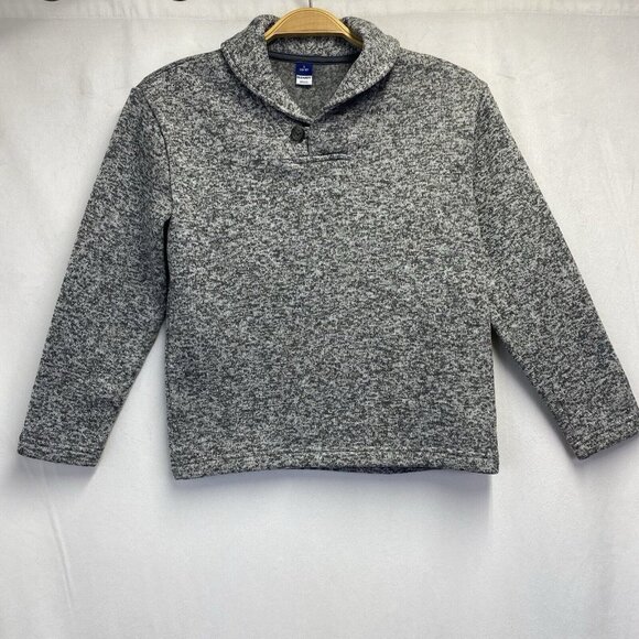 Old Navy Shawl Collar Neck Fleece Pullover Sweater Boys Large (10-12) Gray Used - Picture 1 of 13